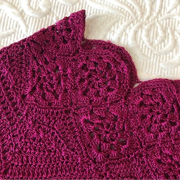 BCBG Max Azria NWOT Magenta Pink Open Weave Top S M Like Pointelle - Picture 2 of 6